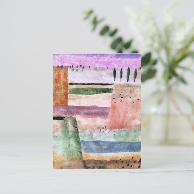 Carte Postale Paul Klee, Paysage avec Peupliers, (Debout devant)