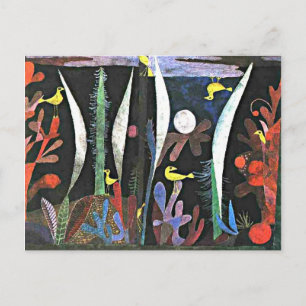 Carte Postale Paul Klee : peinture Paysage aux oiseaux jaunes