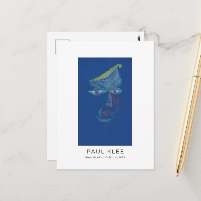 Carte Postale Paul Klee, Portrait d'un Oriental - Art Abstrait (Devant/Arrière en situation)