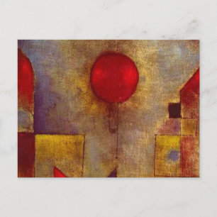 Carte Postale Paul Klee Red Balloon Art Abstrait Coloré 