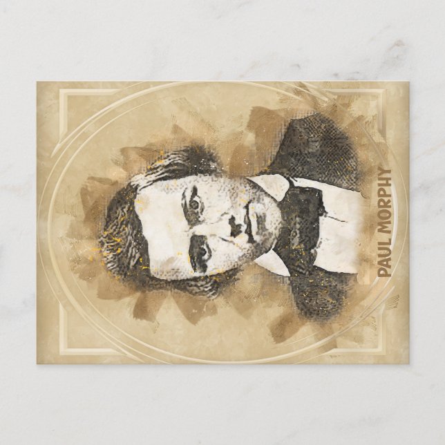 Carte Postale Paul Morphy, joueur d'échecs (Devant)