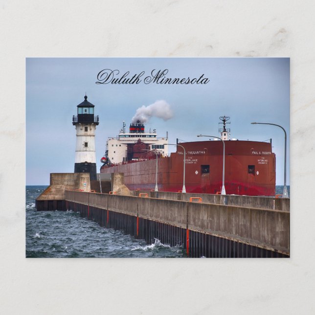 Carte Postale Paul R. Tregurtha Ship and Lighthouse, Minnesota (Devant)