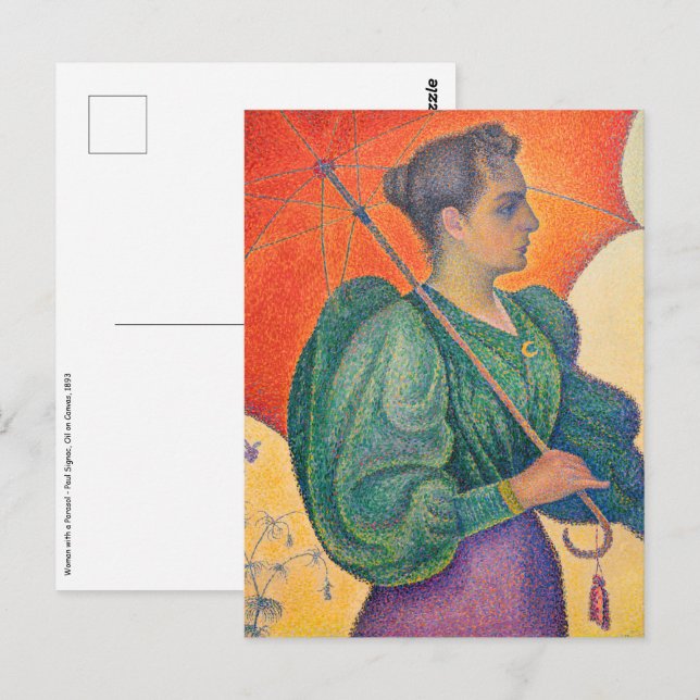 Carte Postale Paul Signac - Femme au Parasol (Devant / Derrière)
