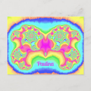 Carte Postale PAULINA ~ BOLD ~ FLUORO PINK ~ 3D Fractal Design ~
