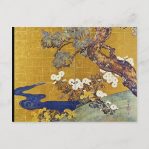Carte Postale Paulownias blanches et chrysanthèmes, Sakai Hoitsu
