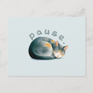 Carte Postale Pause. Conception de chat endormi