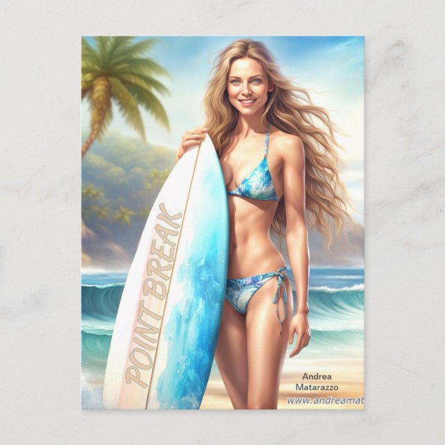 Carte Postale Pause du point d'action fille (Devant)