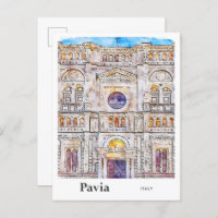 Pavia Italie Voyage Aquarelle main tirée