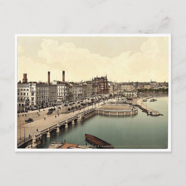 Carte Postale Pavillon Alster, Jungfernstieg, Hambourg, Germ (Devant)