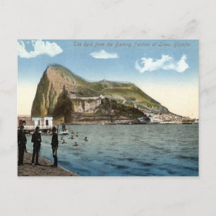 Carte Postale Pavillon de bain, Linea, Rocher de Gibraltar Vinta