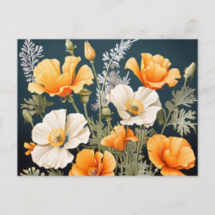 Carte Postale Pavot de Californie botanique vibrant