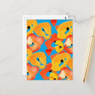 Carte Postale Pavot rouge et orange