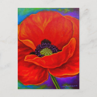 Carte Postale Pavot Rouge Vibrant peinture Vibrant Art Blanc