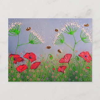 Carte Postale Pavots et abeilles