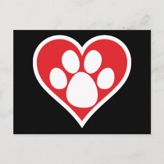 Carte Postale Paw Chien Coeur (foncé)
