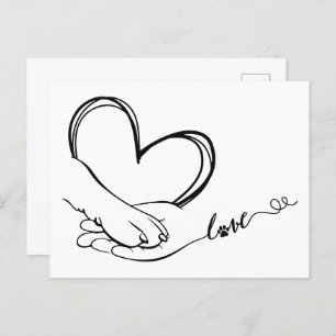 Carte Postale Paw et Hand Love