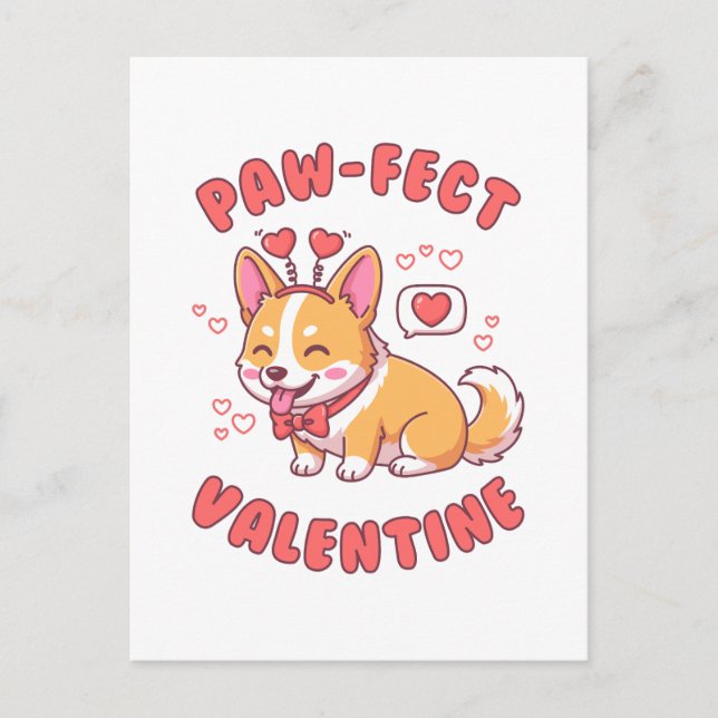 Carte Postale Paw-Fect Valentine - Corgi Dog Valentine Gift (Devant)