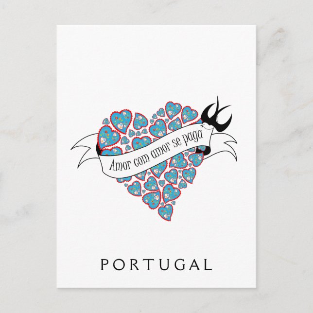 Carte Postale Payer l'amour avec de l'amour proverbe portugais i (Devant)