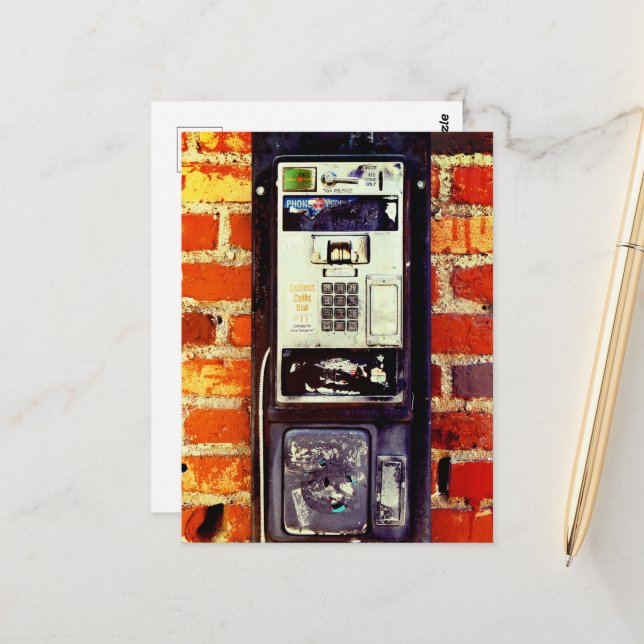 Carte Postale Payphone abandonné (Devant/Arrière en situation)