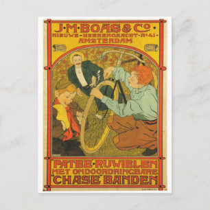 Carte Postale Pays-Bas Réparation de vélos Annonce 1897