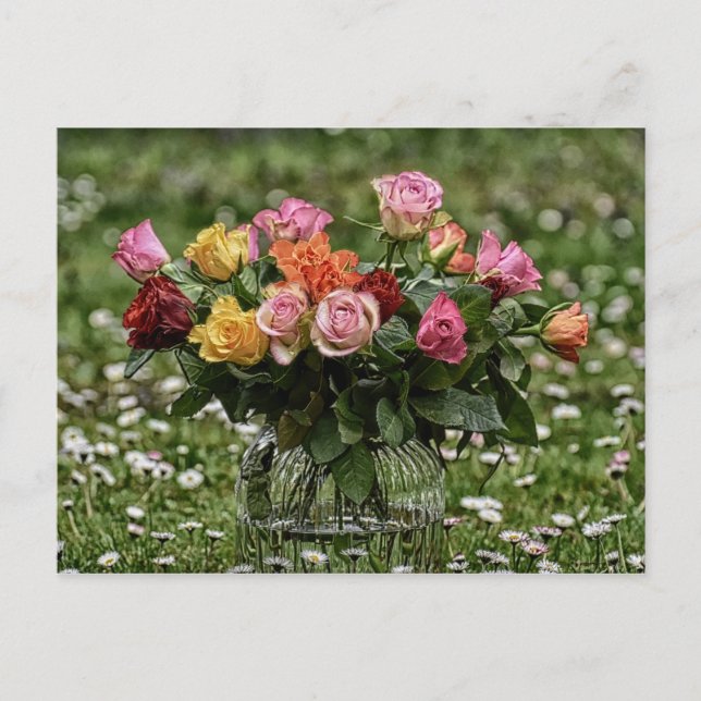 Carte Postale Pays Bouquet Rustique De Roses (Devant)