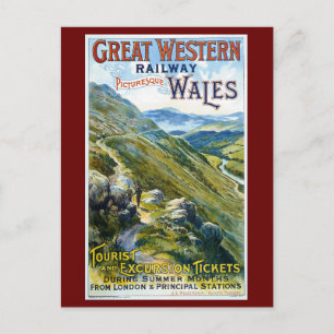 Carte Postale Pays de Galles Royaume-Uni, Chemin de fer, Publici