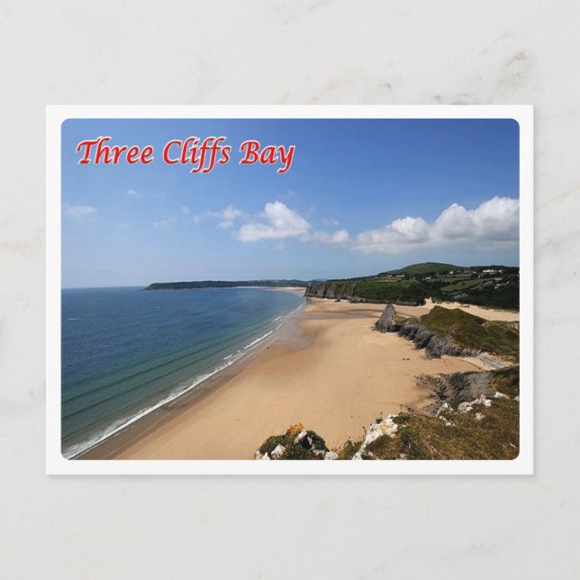 Carte Postale Pays de Galles - Trois Cliffs Bay (Devant)
