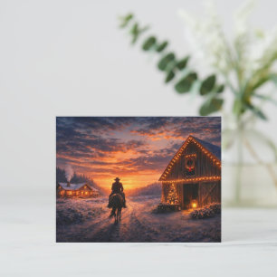 Carte Postale Pays de Noël Cowboy Occidental Rentrer à la Maison