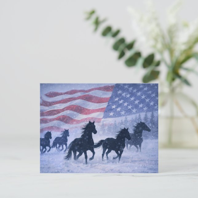 Carte Postale Pays de Noël Western Horses (Debout devant)