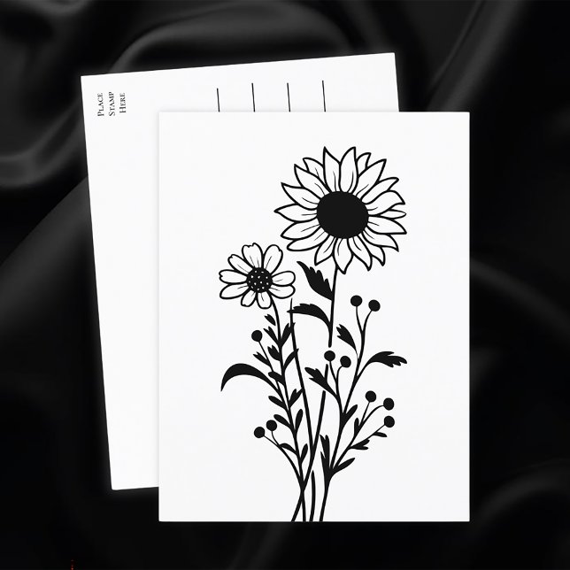 Carte Postale Pays de Tournesols Fleurs Pensées pour toi, Bonjou (Créateur téléchargé)