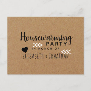 Carte Postale Pays Kraft Houseéching Party Invitation