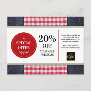 Carte Postale Pays Ouest Denim En vichy Coupon Remise