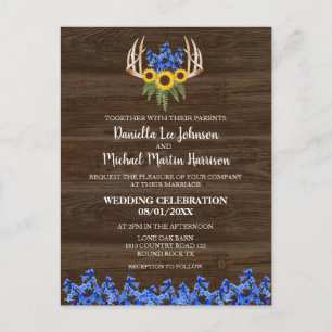 Carte Postale Pays Russe Floral Antlers Faire-part de mariage