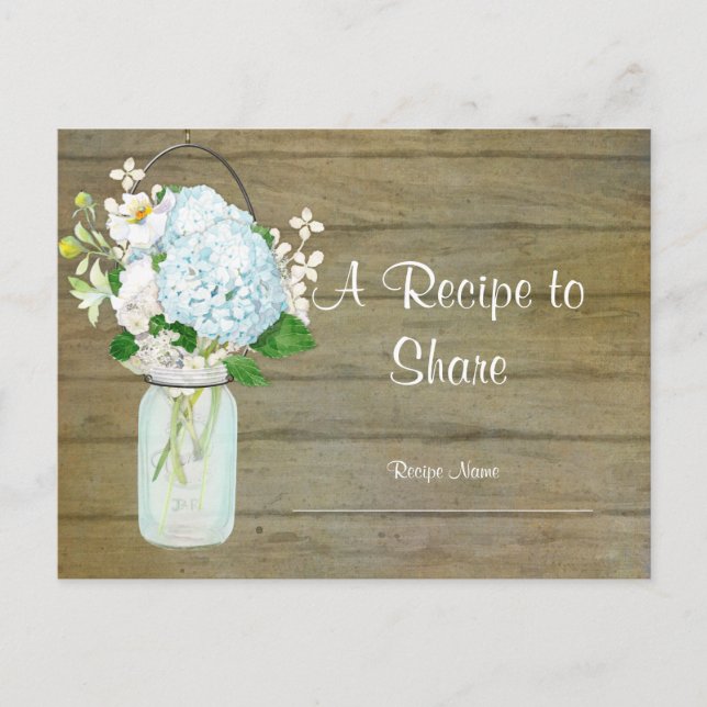 Carte Postale Pays rustique Mason Jar Blush Blue Hydrangeas (Devant)
