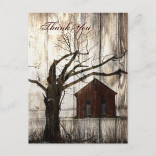 Carte Postale Pays rustique Red Barn Winter Wedding Merci
