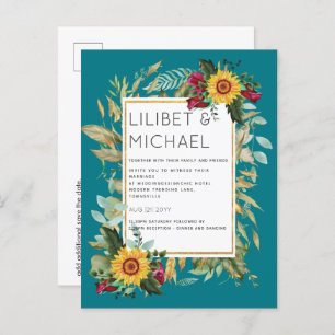 Carte Postale Pays Tournesols Rustiques Bourgogne Mariage Rose