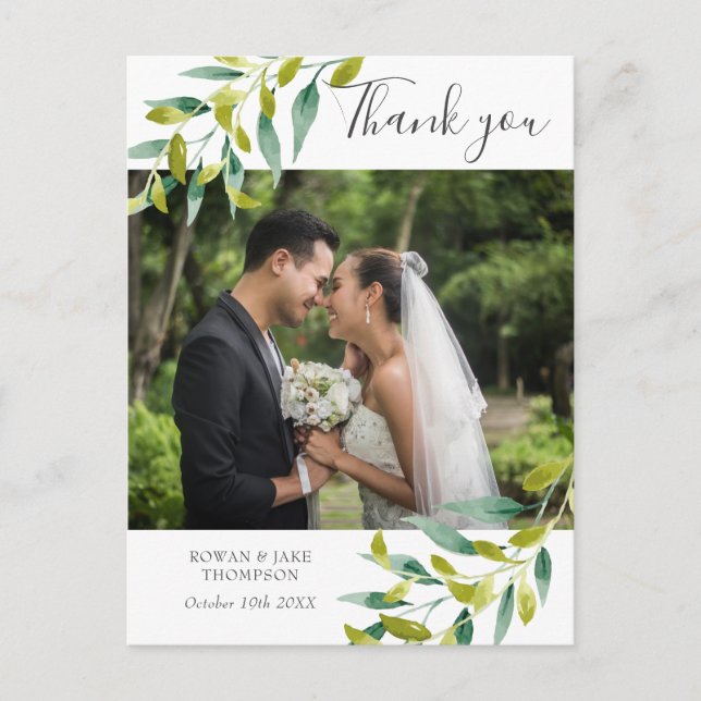 Carte Postale Pays Vert Mariage Photo Merci (Devant)