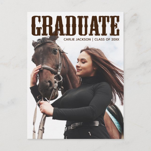 Carte Postale Pays Western Graduate Photo Cowgirl Graduation (Devant)