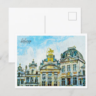 Carte Postale Paysage à l'huile beau d'Anvers Belgique