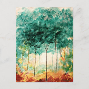 Carte Postale Paysage Abstrait Art Arbres Peinture Forêt