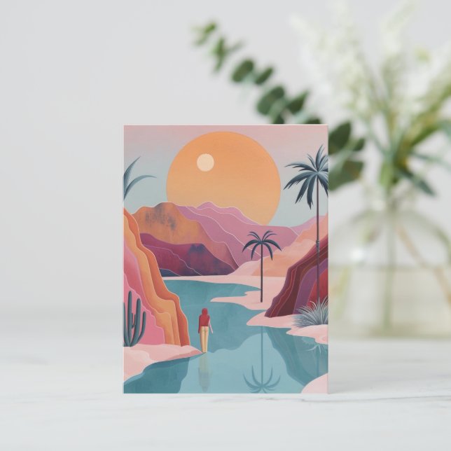 Carte Postale Paysage Abstrait de Boho (18) (Debout devant)