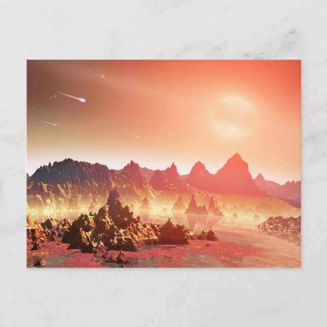Carte Postale Paysage alien rose et jaune (Devant)