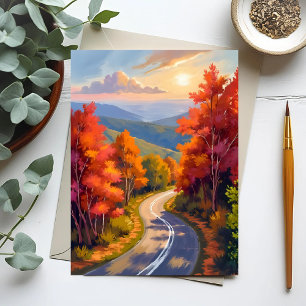 Carte Postale Paysage aquarelle de feuillage d'automne du Vermon