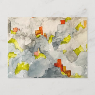 Carte Postale Paysage aquarelle de rochers abstraits arbres fala