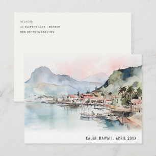 Carte Postale Paysage aquarelle Kauai Hawaii Voyage