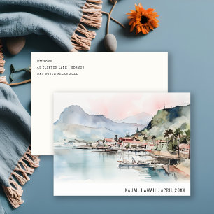 Carte Postale Paysage aquarelle Kauai Hawaii Voyage