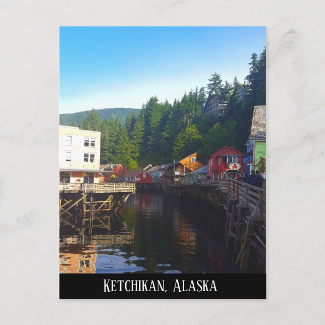Carte Postale Paysage aquatique de Ketchikan Alaska Town (Devant)