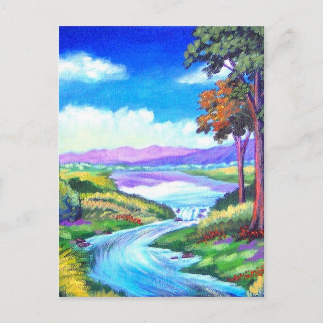 Carte Postale Paysage Art de peinture de rivière - Multi (Devant)