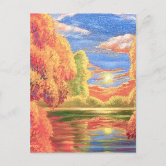 Carte Postale Paysage Art de peinture du lac River (Devant)