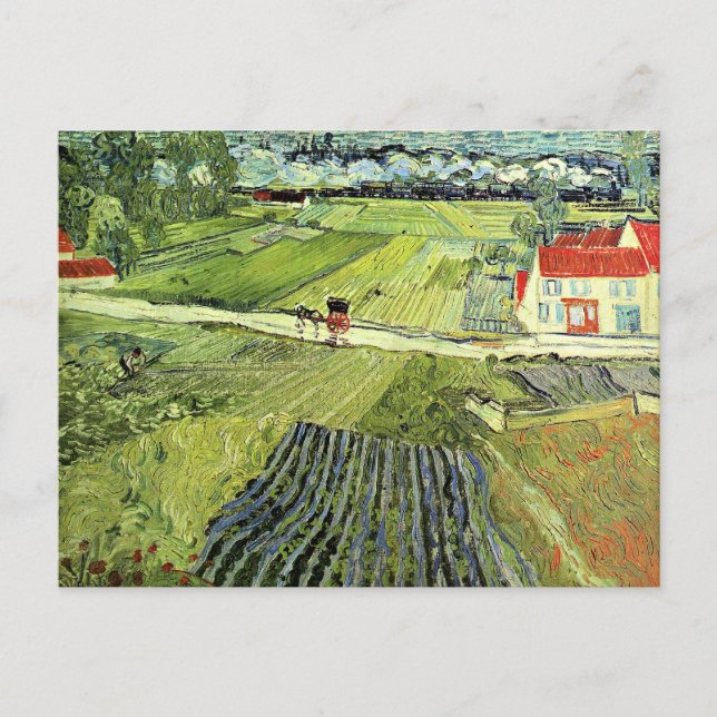 Carte Postale Paysage avec Carrosse et Train (Devant)